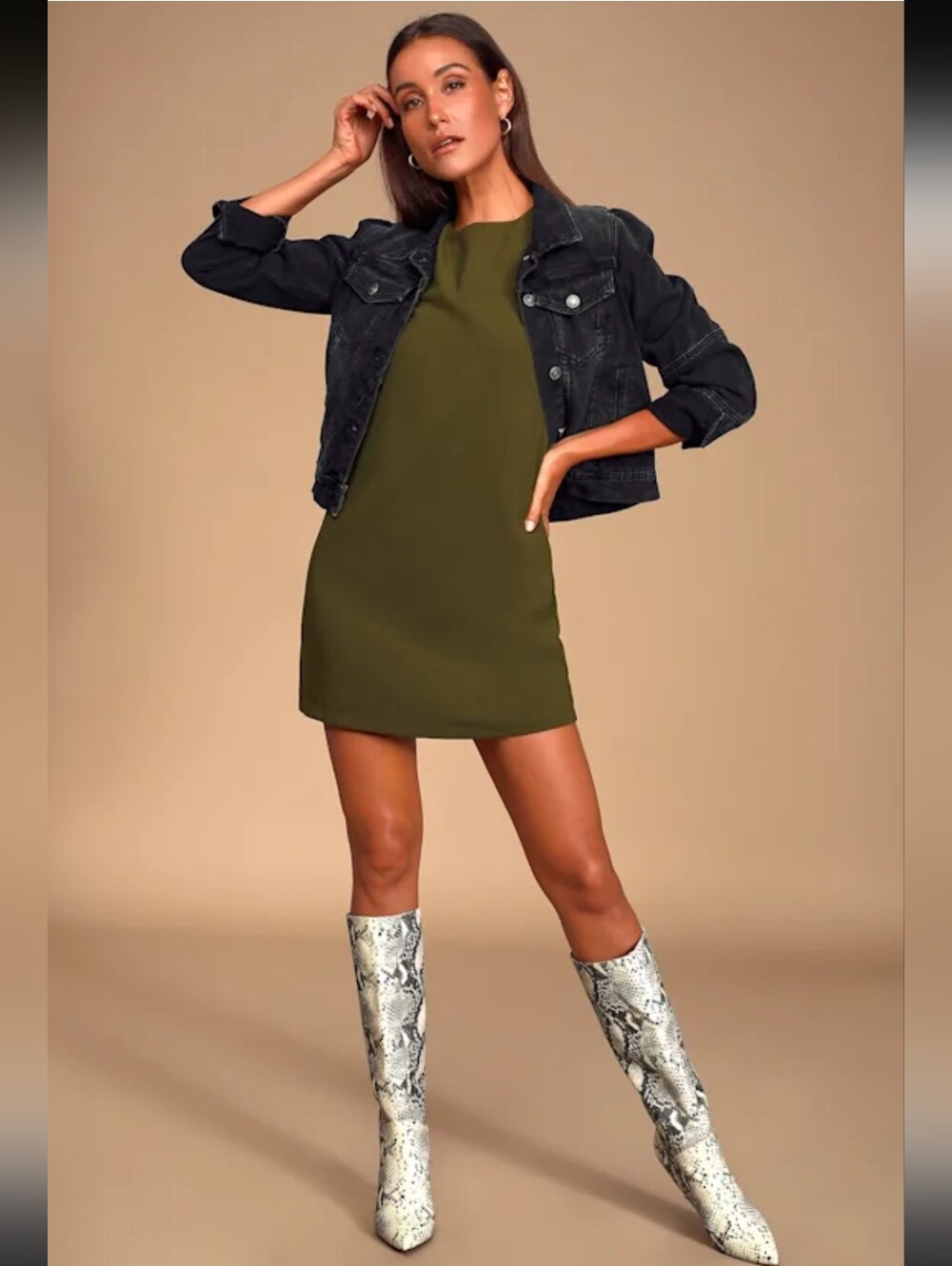 NWT Lulu's Shift and Shout Olive Green Shift Dress Size L